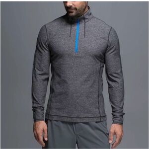 Lululemon Gray Quarter-Zip Pullover with Blue Accent